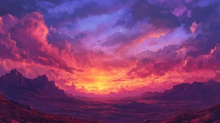 Fototapeta premium Sunset over Mountains