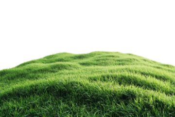 Lush green grass hillside isolated on transparent background,PNG image.