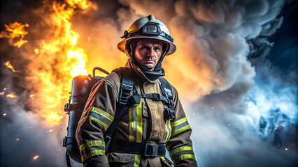 A Firefighter Confronts a Raging Inferno with Courage