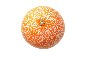 Orange with unusual patterns on isolated on transparent and white background.PNG image,
