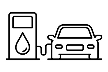 Gas fuel pump station icons set with car logo. Pump petrol symbols. Fuel gasoline station sign. Fuel pump logo. Vector illustration.