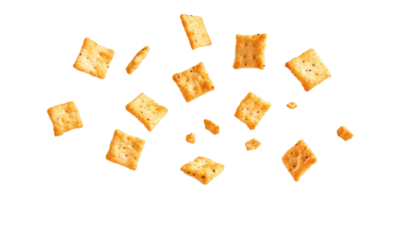 snacks falling on transparent background