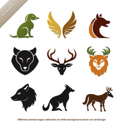 Fototapeta premium Different animals logos collection on white background vector art set Design 