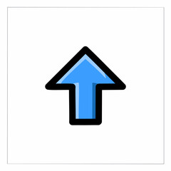 Vector icon of blue arrow on white background. Isolated flat illustration.