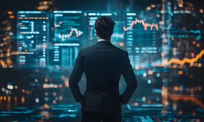 Fototapeta premium Dynamic Business and Investment Scenes: Entrepreneurs Navigating Markets in Modern, Natural, and Luxury Environments