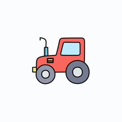 Tractor icon on white background. Vector illustration.