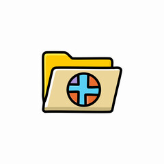 Folder Icon. Flat Color Ladder Design. Vector Illustration.