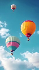 Fototapeta premium Colorful Air Balloons Soaring Through Majestic Sky Freedom and Adventure Concept