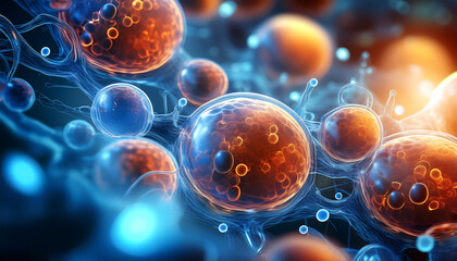 Microscopic close-up of human cells reacting to experimental drug compounds, highlighting 