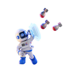 astronaut defend 3d illustration