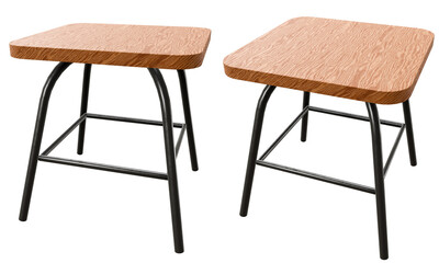 Modern Industrial Stool: The stool's combination of a warm wooden seat, sleek black metal legs, and a practical footrest creates a modern industrial aesthetic, perfect for contemporary interior