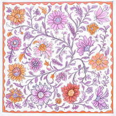 Geometric and Organic Doodle Tile and Carpet Designs with White Borders | Hand-drawn, Abstract, Floral, and Symmetrical Patterns in Soft Pastel and Earth Tones