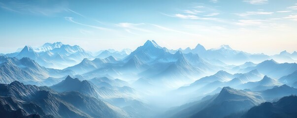Fototapeta premium Serene mountain vista with a clear sky, Nature, Majesty