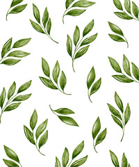 green leaves seamless pattern