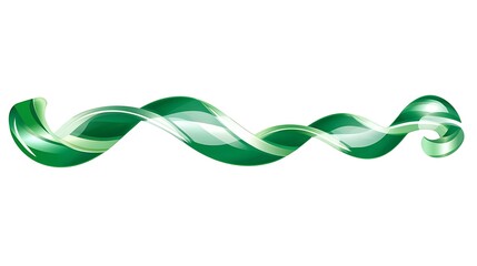 Green Ribbon on White Background