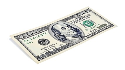 One Dollar Bill Floating in Mid-Air