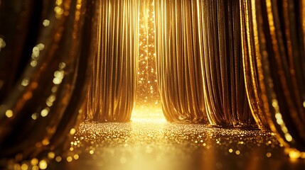 Golden Curtains with Glitter