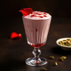 Rose and Cardamom Flavored Milk Shake