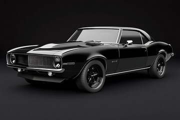 Obraz premium A classic black sports car with a sleek design and stylish features.