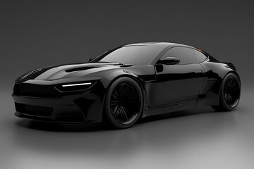 A sleek, black sports car with modern design features and a polished finish.