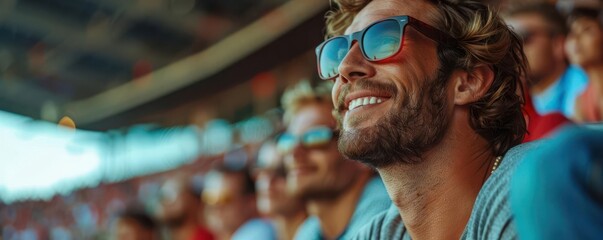 Spectators viewing rugby sevens matches, sports, action