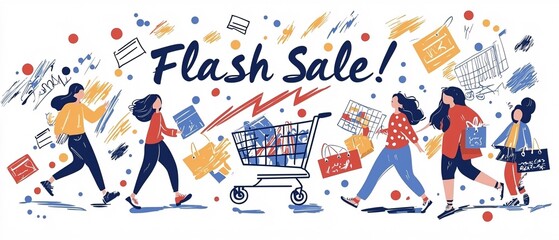 Fototapeta premium Exciting Flash Sale Shopping Illustration