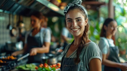 Tourists taking part in cooking classes, cuisine, experience