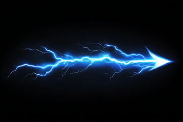A vibrant blue lightning bolt graphic with an arrow, symbolizing energy and motion.