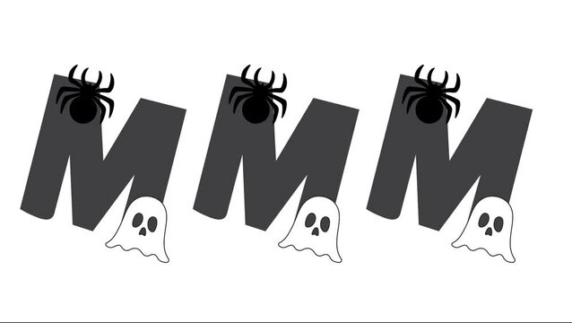 Halloween alphabet letters with white background. Animated halloween letters for invitations, greeting card, birthday, logo, poster and other.