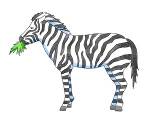 横から見たしまうまのイラストです。