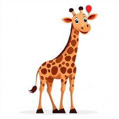 Obraz premium Cute Cartoon Giraffe in a Hot Air Balloon Ride