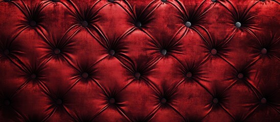 Fototapeta premium Red velvet tufted upholstery with buttons.