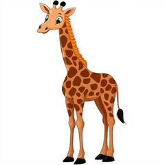Obraz premium Cute Cartoon Giraffe Having Fun on a Farm