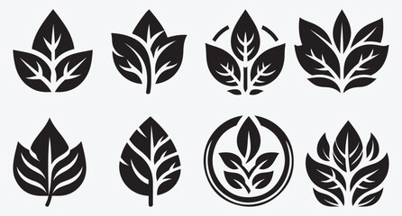 Obraz premium Tropical Leaves Silhouette Bundle Clip Art Vector Illustration Isolated on White Background 