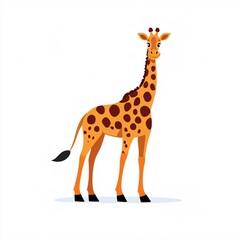 Obraz premium Cute Cartoon Giraffe Exploring an Enchanted Castle