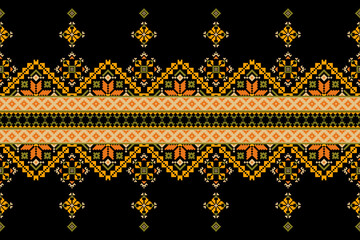 Cross stitch pattern concept showcasing traditional ethnic geometric pattern, Design for textile, background,carpet,wallpaper,clothing,wrapping,Batik,fabric,Vector illustration