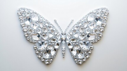 Fototapeta premium Butterfly diamond brooch on a white background 