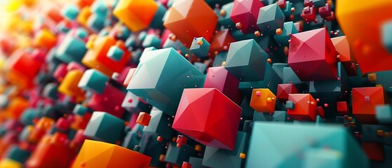 Obraz premium Vibrant 3d cubes and geometric shapes in bold colors creating a dynamic and engaging visual composition