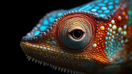Fototapeta premium Close-up of a chameleon's skin texture, Nature macro, Detail