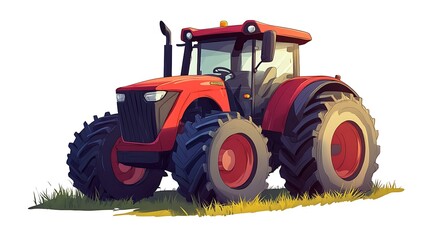 Obraz premium Blue Tractor Cartoon Illustration
