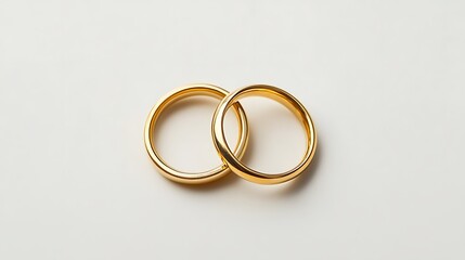Gold Wedding Bands on White Background