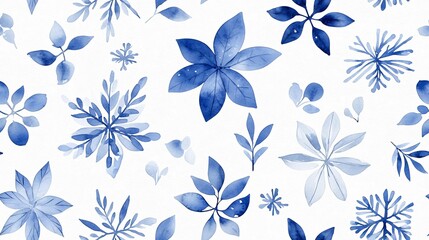 Serene Blue Watercolor Floral Pattern for Elegant Design Inspiration