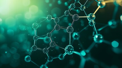 Abstract 3D Rendering of a Teal Molecular Structure