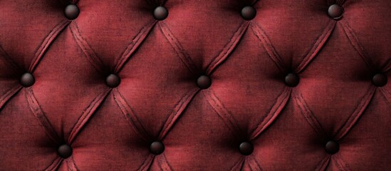 Fototapeta premium Red tufted upholstery with a diamond pattern and black buttons.