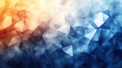 Obraz premium Abstract geometric pattern featuring warm orange hues transitioning to cool blue shades with a textured appearance