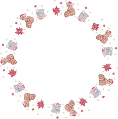 Cute christmas wreath on white background. Vector illustration.