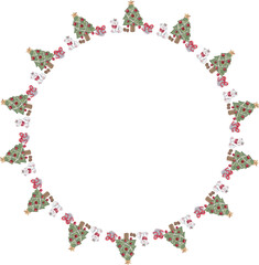 Cute christmas wreath on white background. Vector illustration.