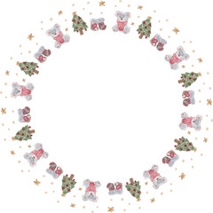 Cute christmas wreath on white background. Vector illustration.