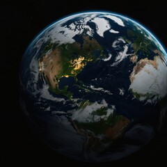 Fototapeta premium Earth, Civilization, Light, Glow, Radiation, Planet, Space, Universe, Continents, Land, Water, Seas, Cities