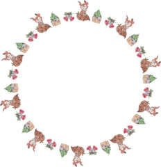 Christmas wreath on white background. Vector illustration.